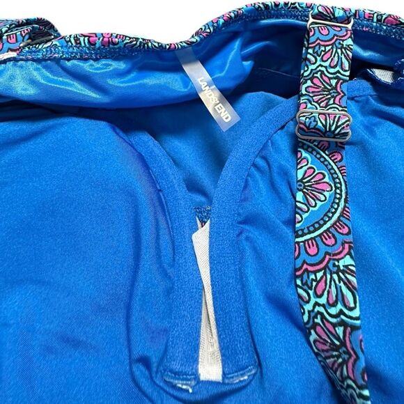 LANDS’ END Women’s Multi-Color Mosaic Underwire Wrap Tankini Top Size 14DD - Picture 3 of 5